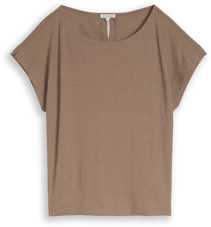 Tom Tailor - T-shirt met losse pasvorm - Maat XXS - taupe grey