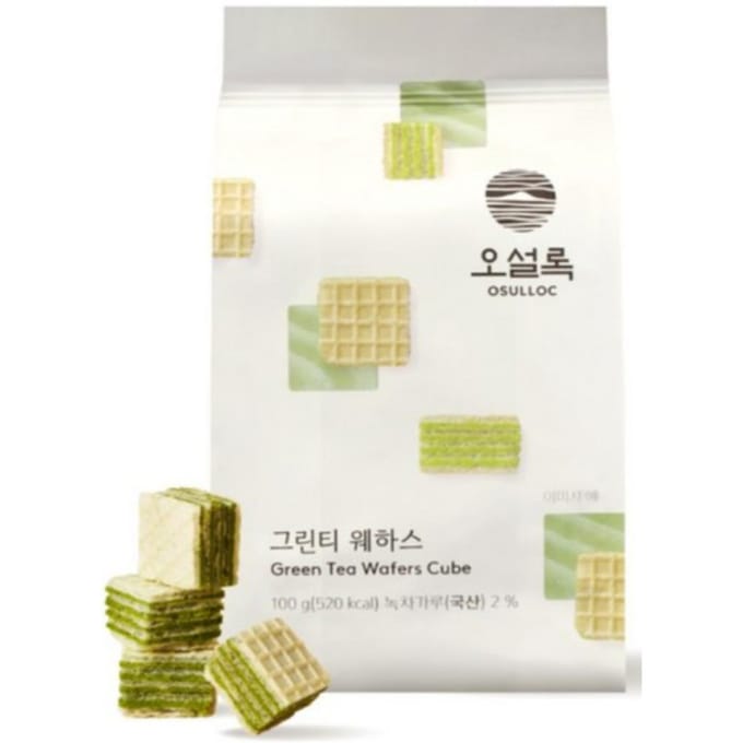[OSULLOC] Gaufrettes Cube 100g 2 Types(Thé Vert, Earl Grey) Green Tea white