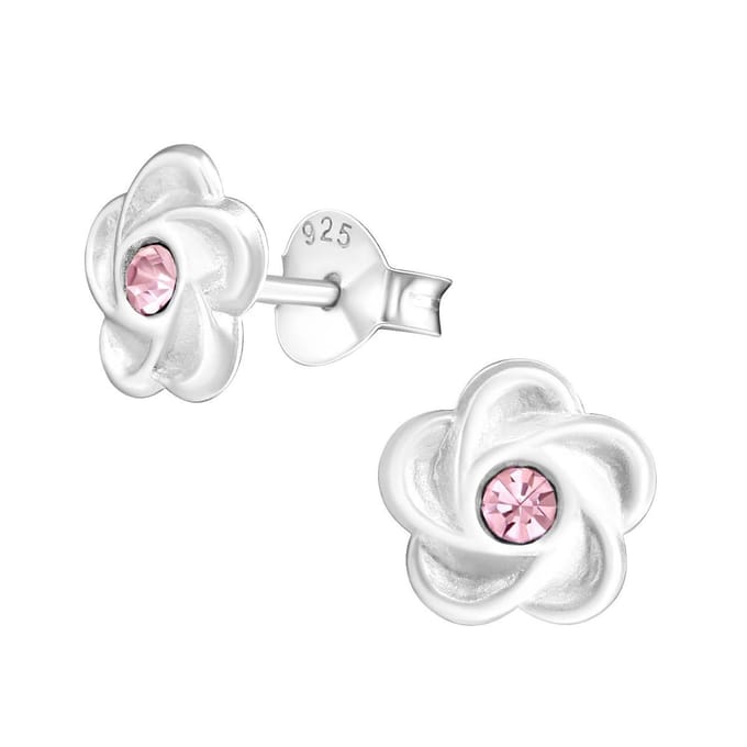Amanto Kids Oorbellen Freya Pink - 925 Zilver E-Coating - Bloem - ∅7mm