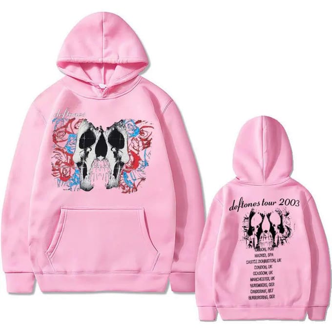 Deftones Schedel Dubbelzijdig Grafische Hoodie XL roze