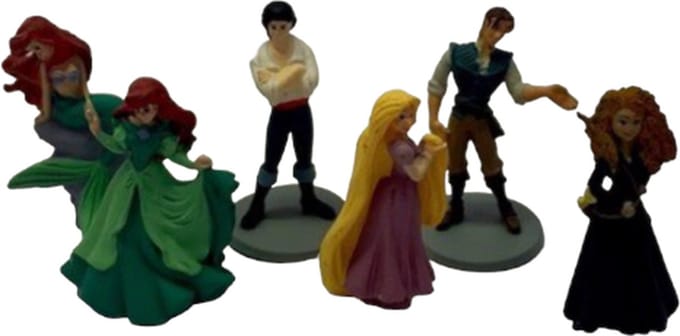 Disney mini taarttopper prinsessen / prinsen set 6 stuks(+/-4,5cm), Merk Bullyland.