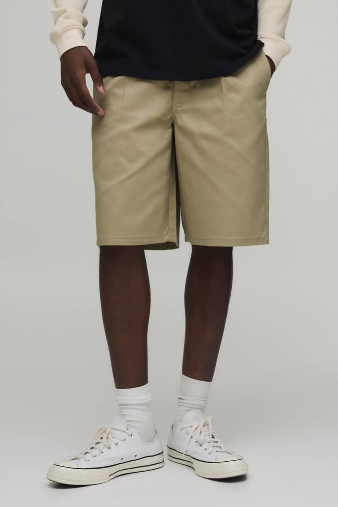 Relaxed Fit Pleat Front Work 365 Jort | Sand | Size 46