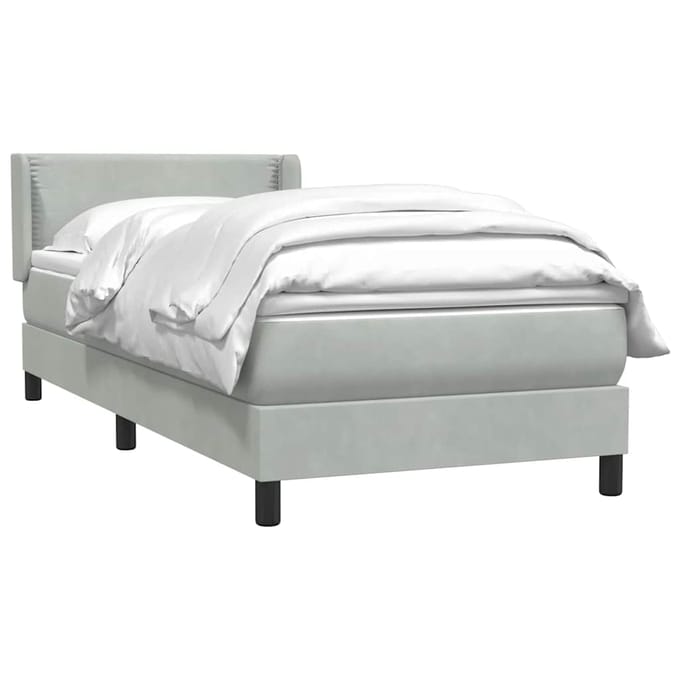 vidaXL - Boxspring - met - matras - fluweel - lichtgrijs - 80x220 - cm