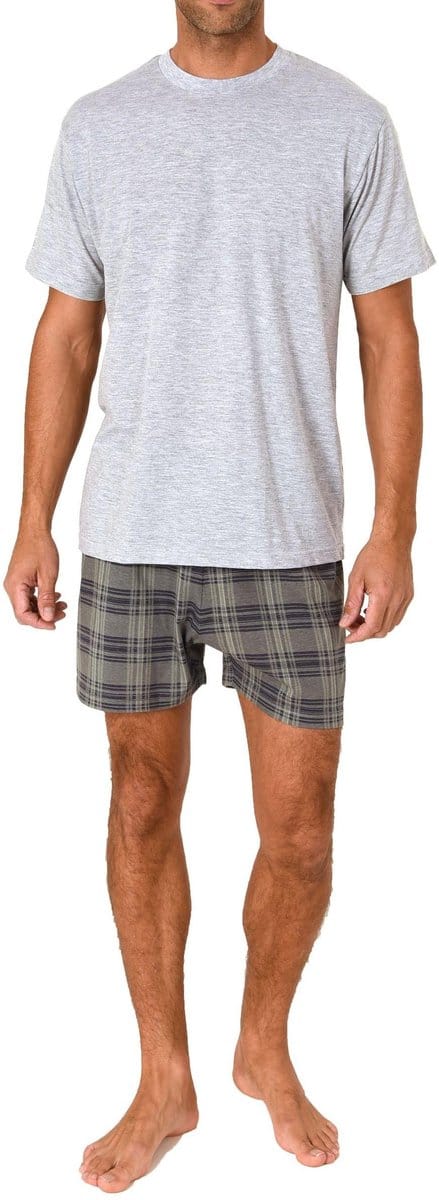 Normann herenpyjamashort met korte mouwen in geruite look