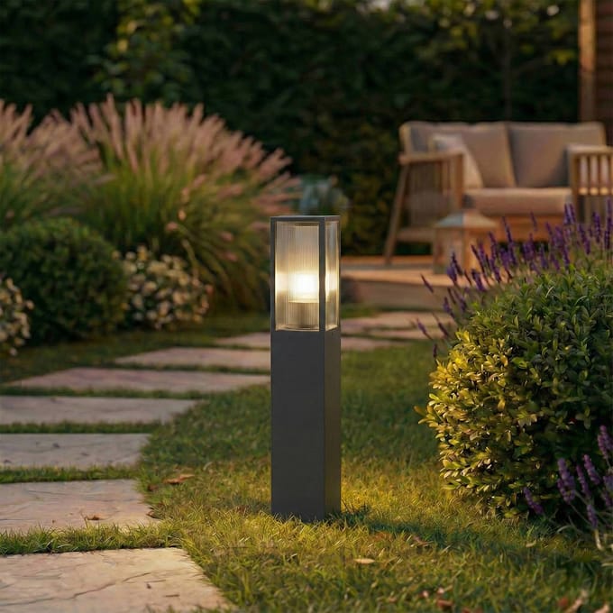 Lindby - Tuinpad verlichting - 1licht - Aluminium, polycarbonaat - H: 80 cm - E27 - antraciet, transparant