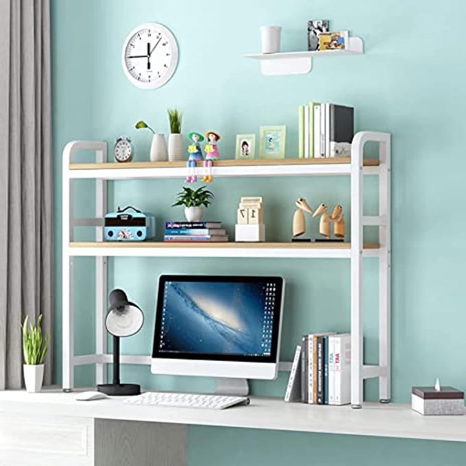 Bureau Organizer - Opslagrek - Bureau Opruimen - Stabiel Metalen Frame - 55x24x98CM - Wit