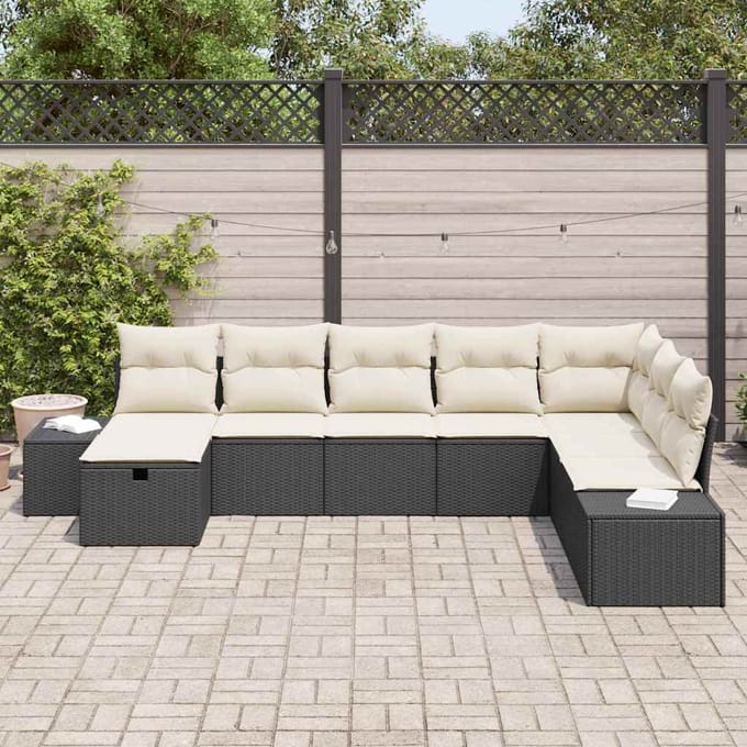 vidaXL - Tuinbank - Set - 8 - st - Zwart - poly - rattan