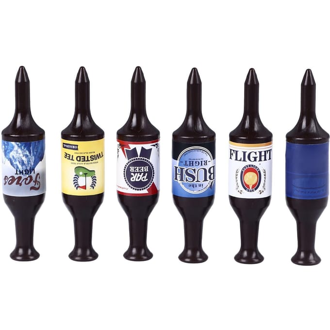 6 STUKS Mini Bierflesje Golf Tees Plastic Grappige Golf Tees Set Uniek Golf Cadeau Voor Mannen en Vrouwen black