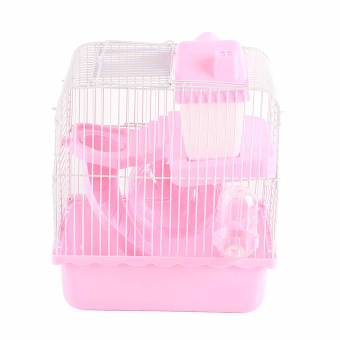Kooi voor Hamster met 2 Verdiepingen Grote Ruimte Ontwerp met Hoge Onderbak Hamsterhabitat Kooi voor Huisdier Hamster Klein