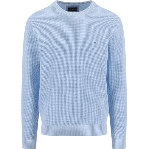 Fynch-Hatton Trui Uni Color O-Neck Structure Supersoft Cotton New Breeze / male