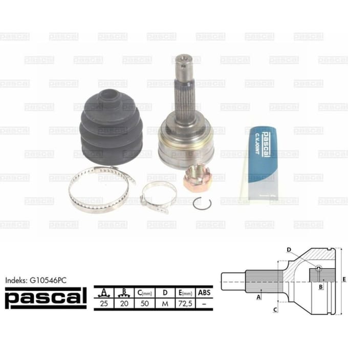 Homokineet reparatie set, aandrijfas PASCAL G10546PC