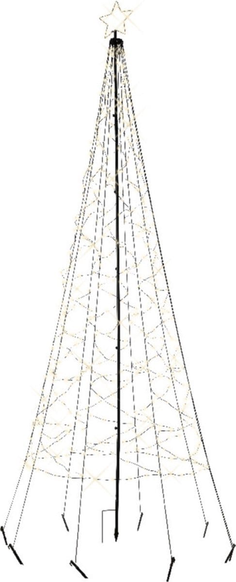 Vlaggenmast kerstboom met ster - verlichting - 480 leds - D100 x H320 cm - warm wit