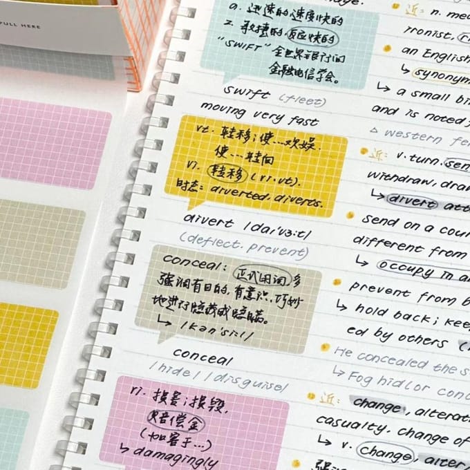 100 STuks/Set Uittrekbaar Memo Blok Creatieve Post-it Volledig Plakbare Labels Stickers DIY Scrapbook Sticker Student Afscheurbaar Notitieblok gray