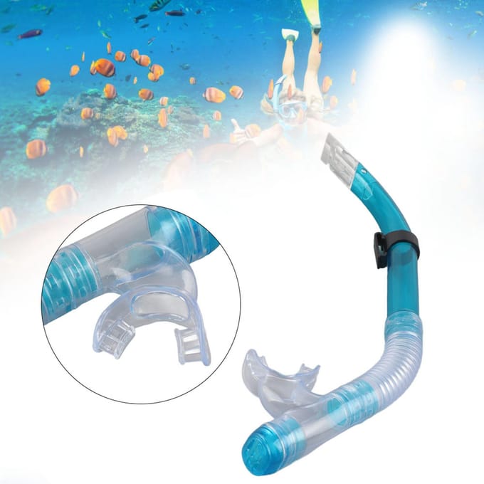 Professionele Duik Snorkel Ademhalingsbuis Semi-Droog Duik Zwemuitrusting(Transparant Blauw ) blue