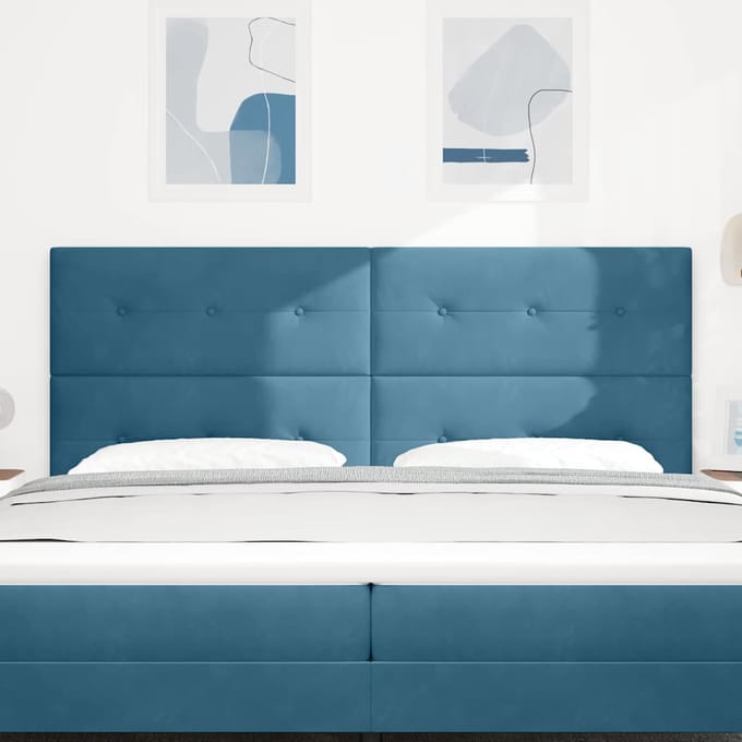 vidaXL - Hoofdbord - Donkerblauw - 200 - cm - Fluweel