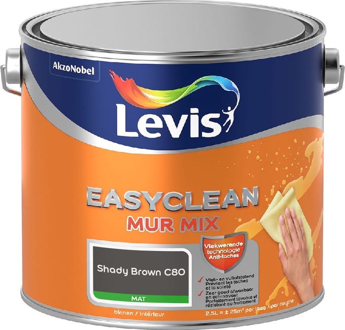 Levis - Easyclean Mur Mat Mix - Shady Brown C80 - Mengverf - 2,5 L