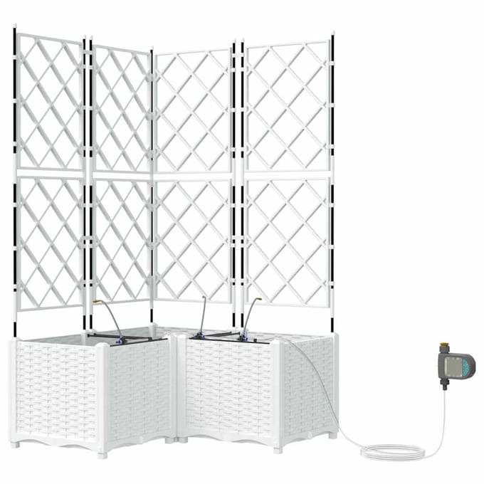 vidaXL - Plantenbak - 3 - st - Wit - 80 - x - 80 - x - 142 - cm - PP