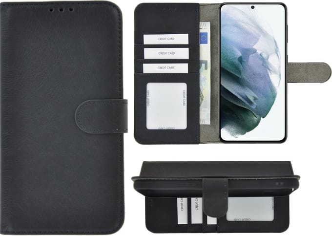 Pearlycase hoesje Geschikt voor Samsung Galaxy A54 - Kunstleer Book Case - Zwart