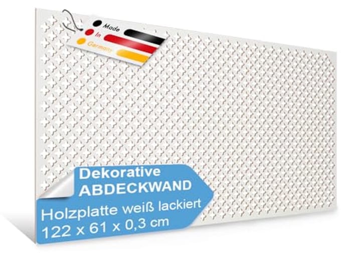Pegboard Gatenwand Wit 122x61cm - MDF Geperforeerde Plaat voor Decoratieve Toepassingen