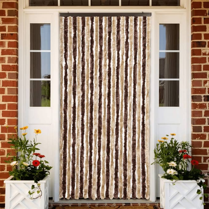 vidaXL - Vliegengordijn - 90x200 - cm - chenille - beige - en - lichtbruin