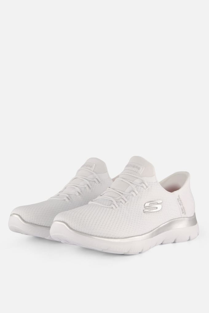 Skechers Summits Diamond Dream Textiel Dames Witte/Zilveren Sneakers