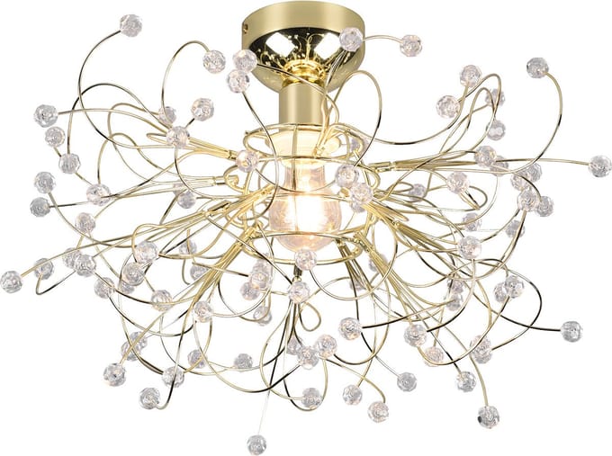 LED Plafondlamp - Plafondverlichting - Torna Guston - E27 Fitting - 1-lichts - Rond - Mat Goud - Aluminium