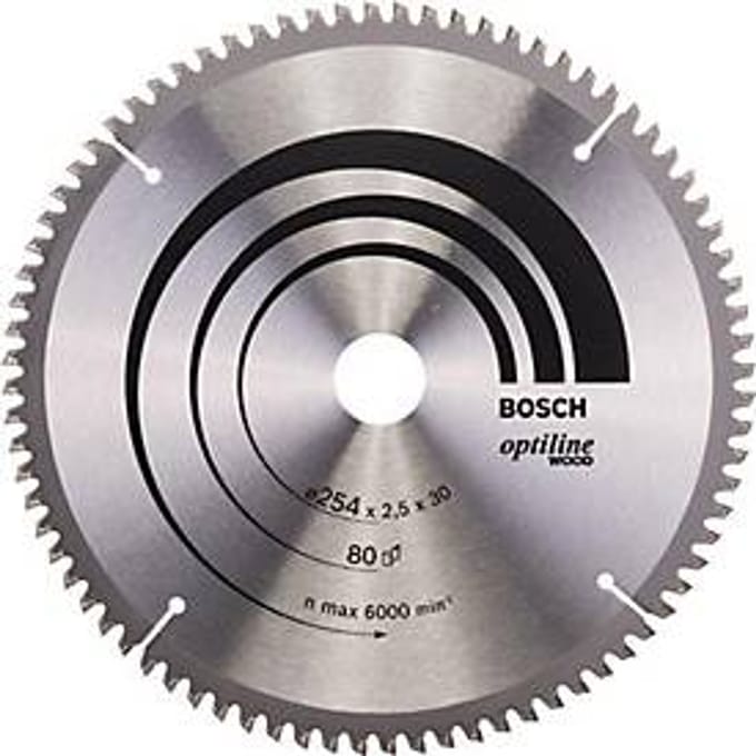 Cirkelzaagblad Optiline Wood AD 254 mm, tanden 80, WZ/N, boorgat 30 mm, zaagbreedte 2,5 mm