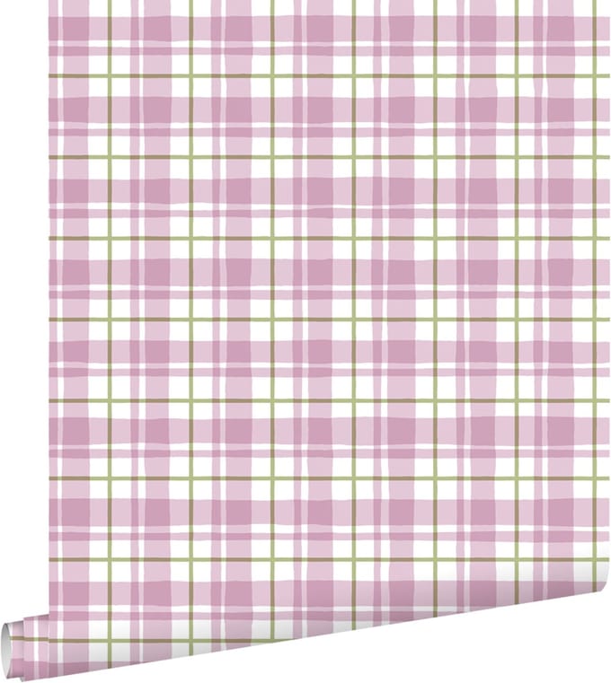 ESTAhome behang ruitjes paars en groen - 50 x 900 cm - 131948