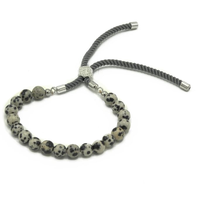 925 Zilveren Edelsteen Houtskool Armband - Dalmatische Jaspis