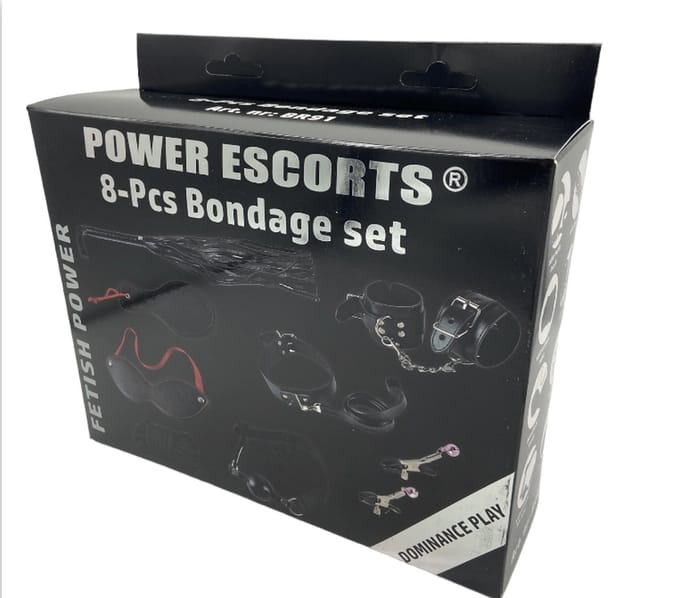 Power Escorts Grote Bondageset - 8 stuks - BR91 - Zwart