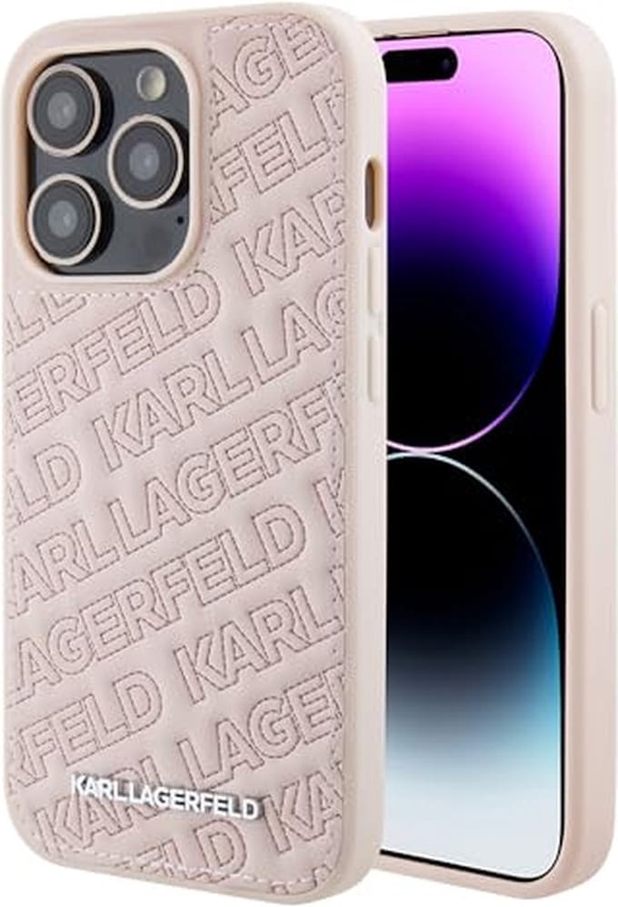 Karl Lagerfeld Quilted K Pattern case for iPhone 15 Pro Max - pink