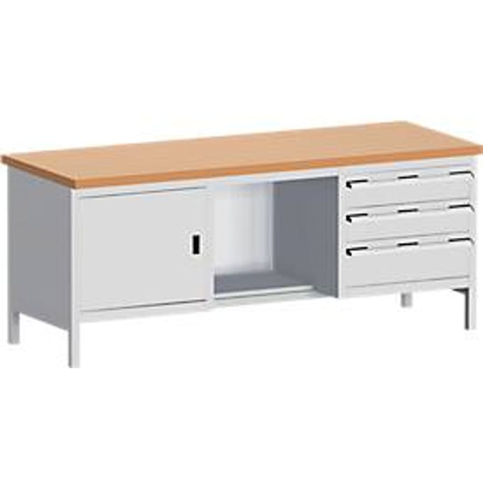 Werkbank met kast 2078-2.8, lichtgrijs