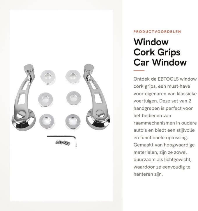 Dailygoody Window Cork Grips - Car Window Handle Winder - Duurzaam