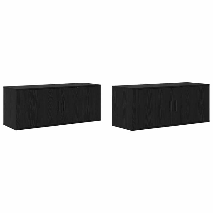 vidaXL Wandtv-kast Set 2 st 100 x 34,5 x 40 cm Zwart Eiken