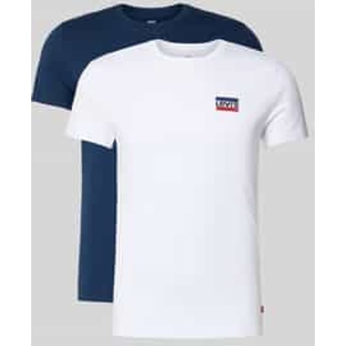 Slim fit T-shirt van puur katoen in set van 2 model '2PK CREWNECK GRAPHIC'