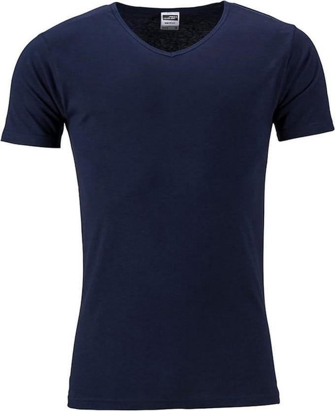 Daiber Heren Slim Fit V Hals T-Shirt (Marine)