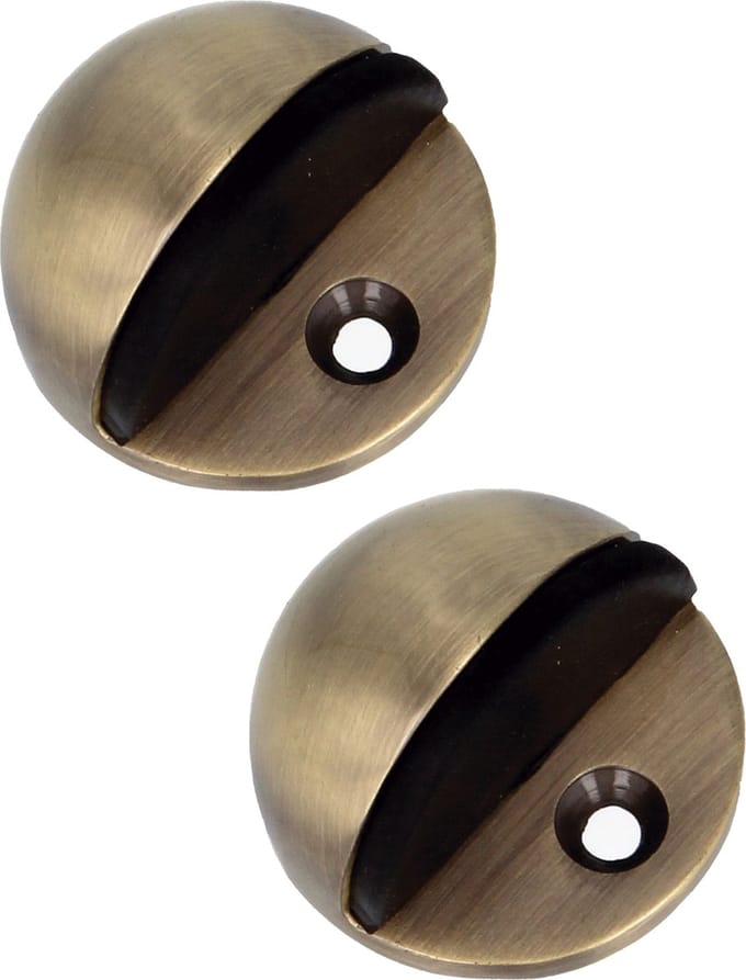 AMIG Deurstopper/deurbuffer - 2x - D45mm - inclusief schroeven - messing