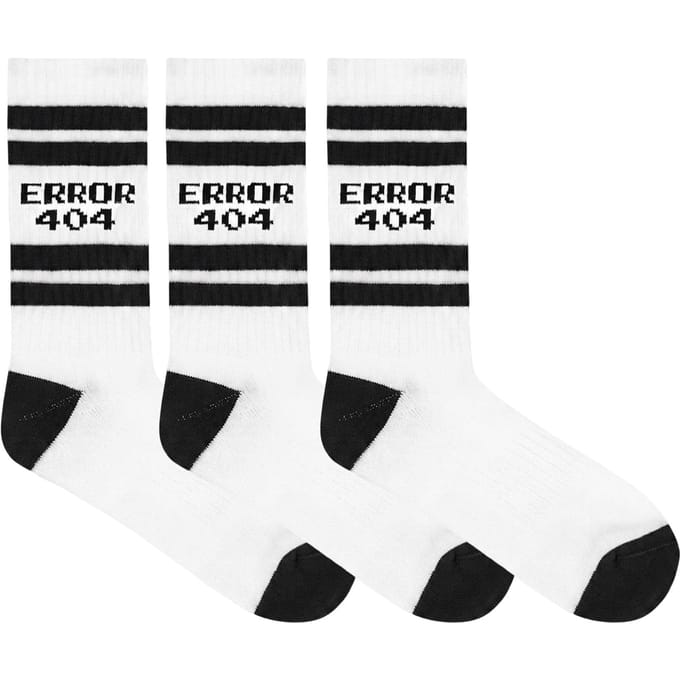 A-DAM  3-pack Crew Socks Black Stripes Error 404 White Größe: 36-40 | Unterhosen Outlet | Unisex | Schwarz