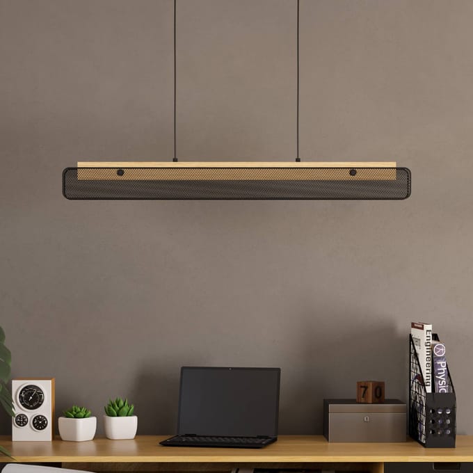 EGLO connect LED hanglamp Kokomo-Z, zwart, hout, staal