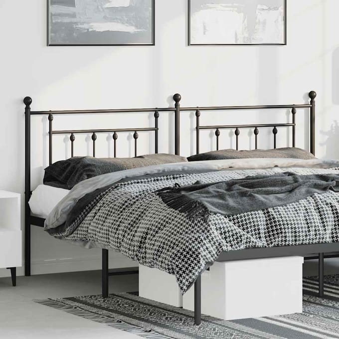vidaXL - Vervangend - hoofdbord - 193 - cm - metaal - zwart
