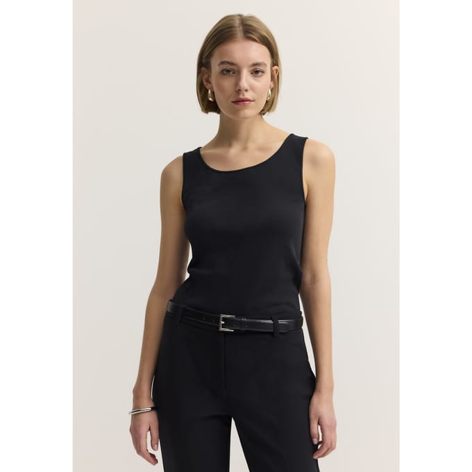 Bugatti Damen Top van katoen-stretch met ribbelpatroon