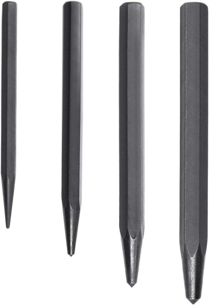 62215 Center Punch Kit, 4-delige center punch tool set voor metaal