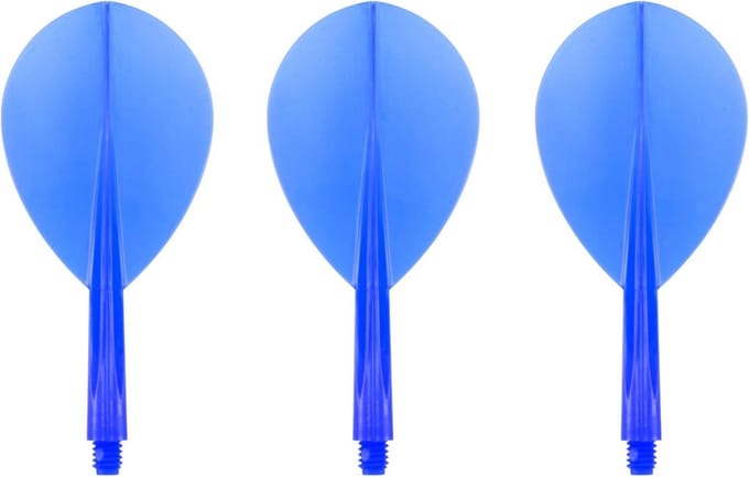 Dartflights Set Blauw Transparant Druppelvorm Standaard Maat