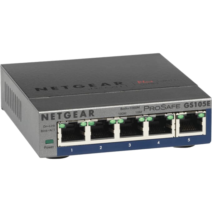 NETGEAR GS105E - Netwerk Switch - Plus Managed - 1 Gbps - 5 poorten
