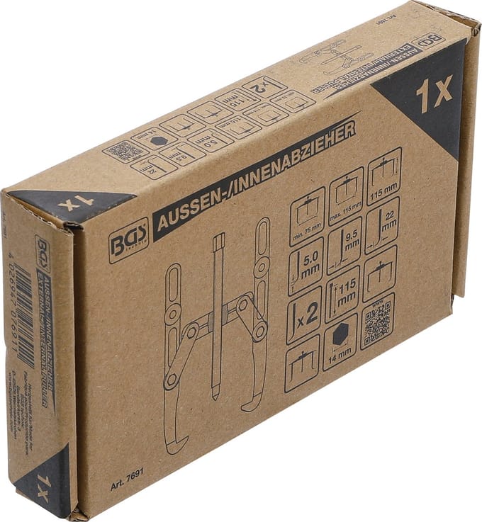 BGS Buiten binnen lagertrekkerset, 2 armig 75 - 115 mm