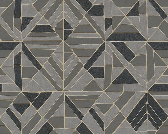 RETRO MOZAIEK BEHANG - Goud Grijs Zwart - AS Creation Pop Style