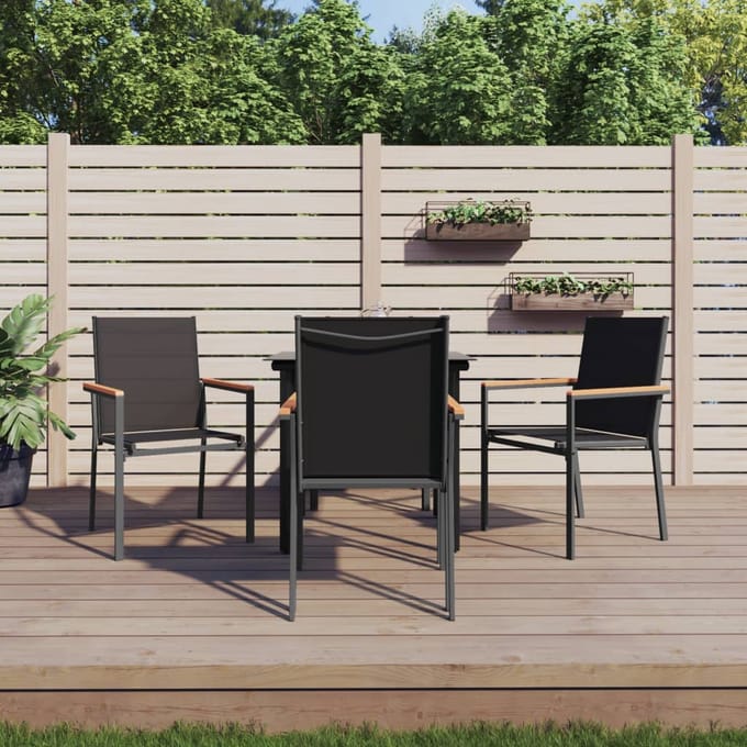vidaXL - 5-delige - Tuinset - textileen - en - staal - zwart
