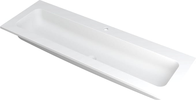 INK Faktor wastafel polystone centraal met 1 kraangat, 140x45x1,5cm, mat wit