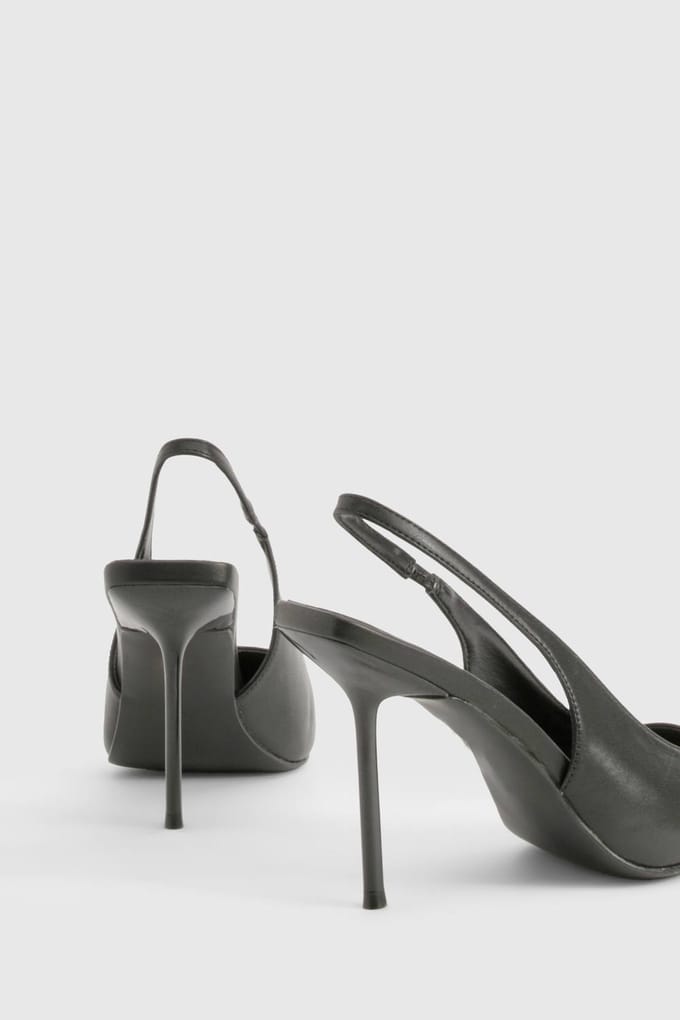 boohoo Dames Extreme Spitse Slingback Court Schoenen | Black | Maat: 4