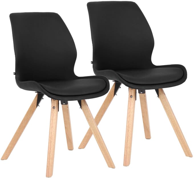CLP Luna Set van 2 Eetkamerstoel - Modern - Rugleuning - 136 kg - Kunstleer/zwart